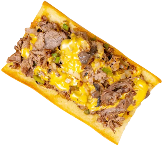 Philly cheesesteak on a baguette